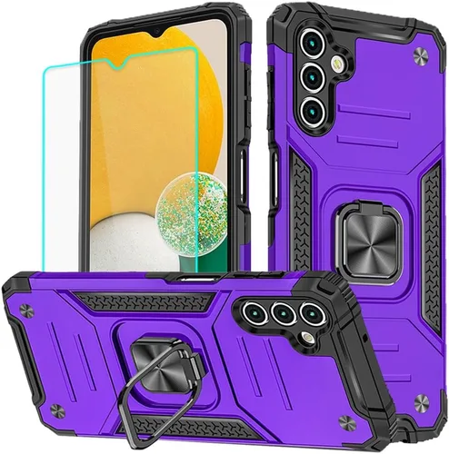 Vista 31 de HNHYGETE Funda para Samsung A13 5G, Galaxy A13 5G con protector de pantalla, soporte giratorio de grado militar de 360° (resistente), fundas Negro