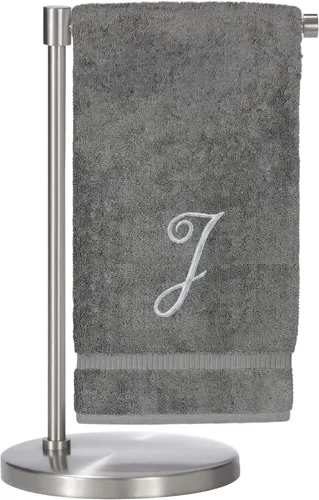 Vista 135 de Script R - Toalla de baño con monograma, regalo personalizado, 27 x 54 pulgadas, juego de 1 toalla bordada con texto dorado, 100% algodón turco Navy