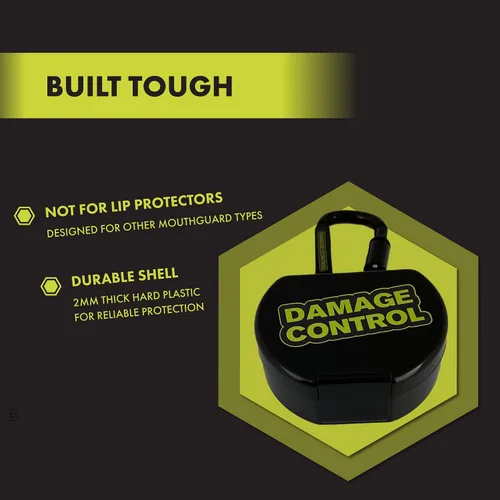 Vista 5 de Damage Control Funda protectora bucal con clip de mosquetón, carcasa ventilada resistente, fácil de abrir, almacenamiento acoplable para protectores
