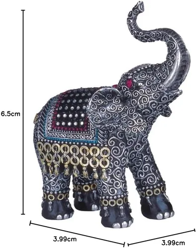 Vista 2 de Importaciones George S. Chen, elefante tailandés con tronco levantado, figura de estatuilla coleccionable, ss-g-88051, negro