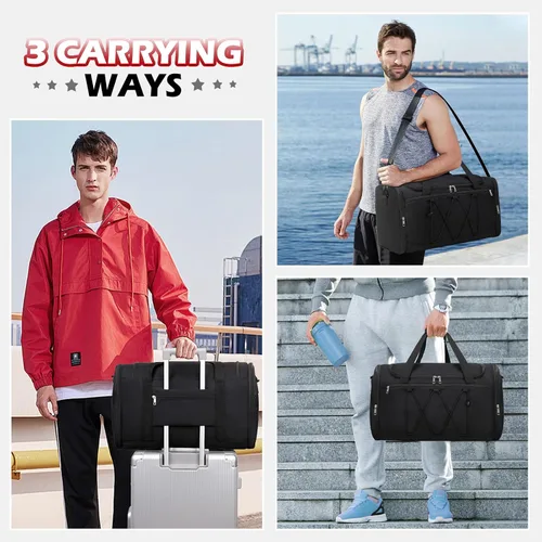 Vista 7 de Bolsa de deporte para viajes, deportes al aire libre, bolsa de zapatos para 4 pares de tenis hasta la talla 14, bolsa de viaje con 3 divisores