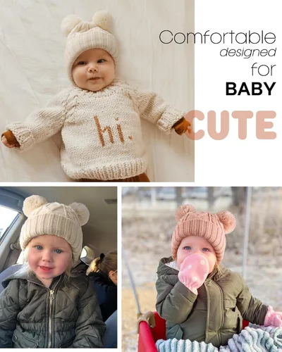 Vista 6 de FURTALK Gorro de invierno para bebé con pompón, gorro de punto cálido para niños y niñas