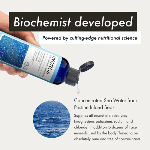 Vista 4 de Synchro - Gotas de minerales con electrolitos Hydros Trace, gotas de agua rica en minerales para agua con electrolitos, gotas de electrolitos