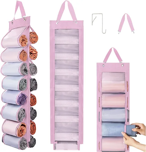 Vista 16 de DHSFKBE Organizador de Almacenamiento de Leggings, Organizador de Camisetas, Organizador Plegable Colgante para Armario, Organizador de Ropa