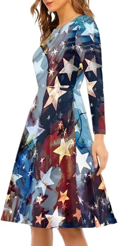 Vista 2 de Viewamoon Vestidos midi para mujer, vestido de manga larga para otoño, talla S-4XL