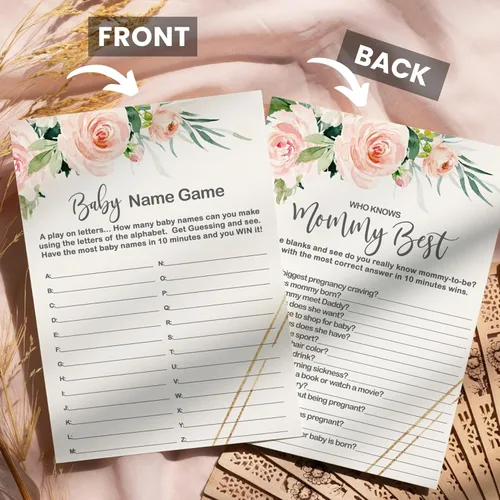Vista 3 de Graceful - Juegos florales para baby shower, 25 cada uno, adivina el precio correcto, Baby Shower Word Scramble, Baby Name Race y Who Knows Mommy