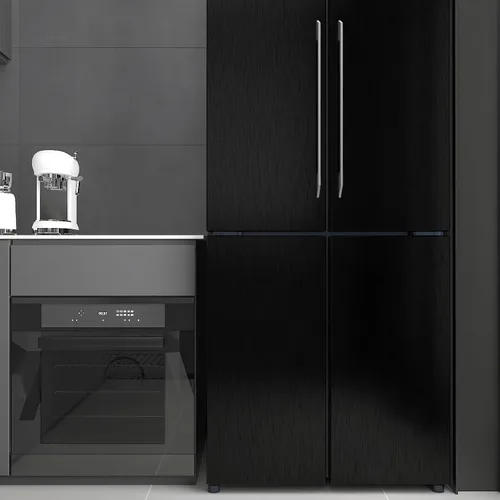 Vista 2 de CHIHUT Papel adhesivo de acero inoxidable negro cepillado, para encimeras de vinilo impermeable para refrigerador, autoadhesivo, extraíble, aspecto