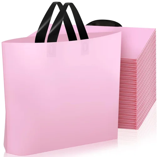 Vista 8 de Geyee - 100 bolsas de regalo de plástico rosa de 8 x 7 pulgadas, bolsas