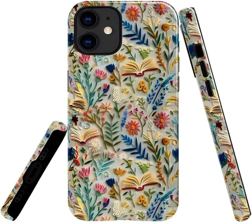 Vista 28 de Funda TnXee Compatible con iPhone 11, Funda Híbrida Brillante de 2 Capas para Prevenir Caídas para Niñas y Niños, Aspecto Bonito con Flores Salvajes