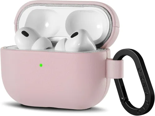Vista 9 de ORNARTO for AirPods Pro 2 Case, Vegan Leather Cover, Blush Pink Rosa rubor