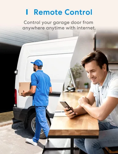 Vista 3 de Meross - Control remoto inteligente para apertura de puerta de garaje, control por aplicación, compatible con Alexa y SmartThings, múltiples modos