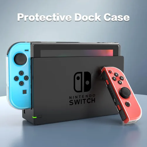 Vista 2 de HEYSTOP Funda compatible con Nintendo Switch, funda protectora de TPU suave acoplable para Nintendo Switch con protector de pantalla de vidrio
