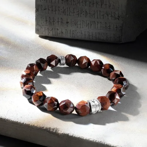 Vista 8 de AWNL Pulsera de cuentas para hombre con dije de plata de ley de 0.394 pulgadas (0.394 in) de oro, obsidiana y ojo de tigre natural, regalo