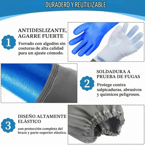 Vista 2 de Eiito Extra-Long 26" Rubber Pond Gloves, Chemical Resistant PVC Reusable Heavy Duty Waterproof Cleaning Glove
