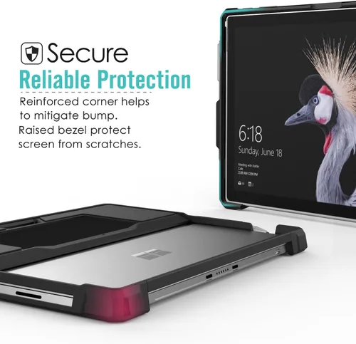 Vista 3 de MoKo Microsoft Surface Pro 7 / Pro 6 / Pro 5 / Pro 2017 / Pro 4 / Pro LTE - Funda protectora resistente todo en uno con soporte para bolígrafo