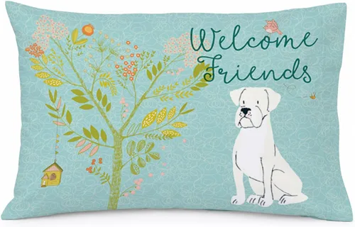 Vista 67 de Caroline's Treasures BB7625PILLOWCASE - Funda de almohada decorativa de tela con texto en inglés "Welcome Friends" Airedale Terrier estándar