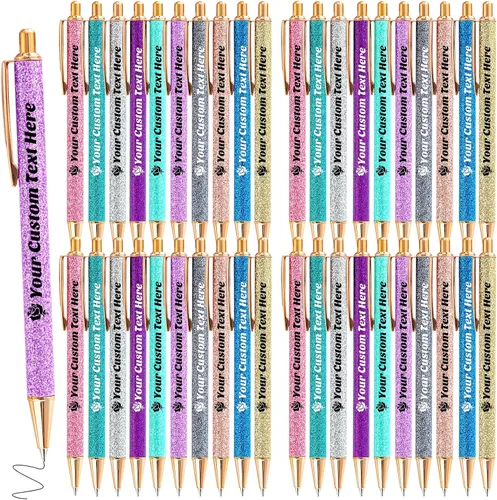Vista 46 de 10 bolígrafos personalizados con purpurina, bolígrafos impresos personalizados a granel, bolígrafos retráctiles de tinta negra para graduación