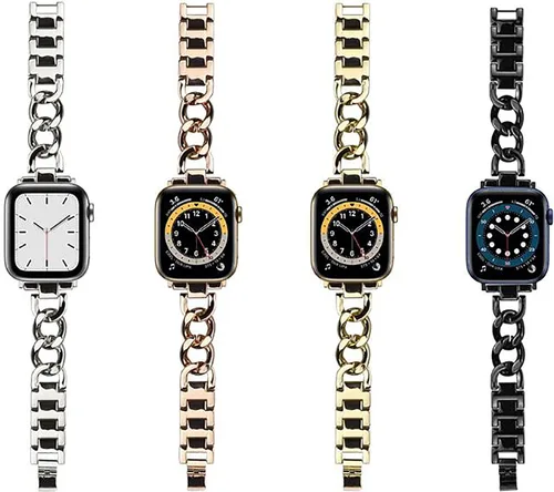 Vista 4 de Compatible con Apple Watch Band para mujer y hombre de 1.614 in 1.575 in 1.496 in 1.732 in 1.772 in 1.654 in Ultra 1.929 in, pulsera de acero
