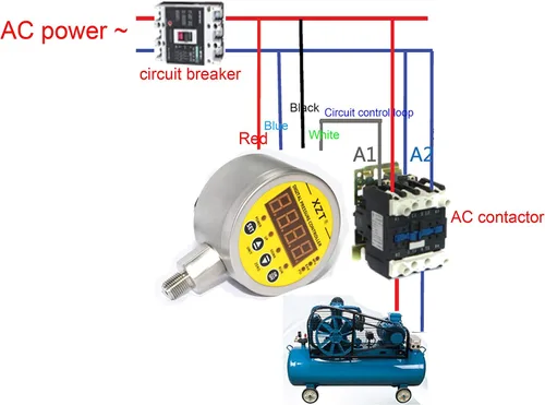 Vista 5 de XZT Controlador de interruptor de presión digital 230PSI-NPT, medidor de presión, sensor de presión para compresor de aire de bomba de agua 110VAC