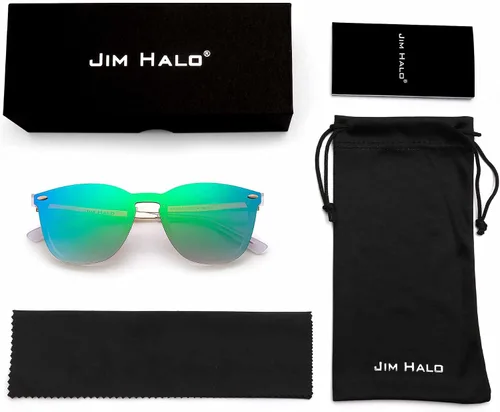 Vista 6 de Rimless Wayfarer Anteojos de sol en una sola pieza lente espejo reflectante, anteojos para hombres mujeres