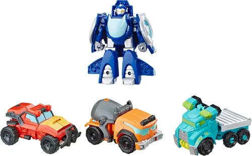 Vista 2 de Playskool Heroes Transformers Rescue Bots Academy Rescue Team Pack, 4 figuras coleccionables de acción convertibles de 4.5 pulgadas, juguetes