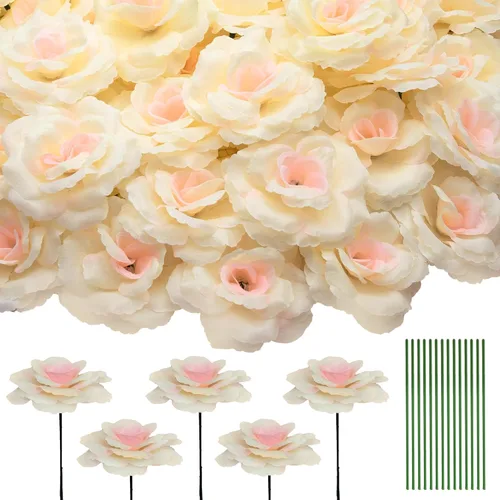 Vista 20 de Eternal Blossom 50 piezas de rosas negras artificiales, flor artificial con tallo, ramo de rosas para decoración, 3 pulgadas de flor falsa de seda