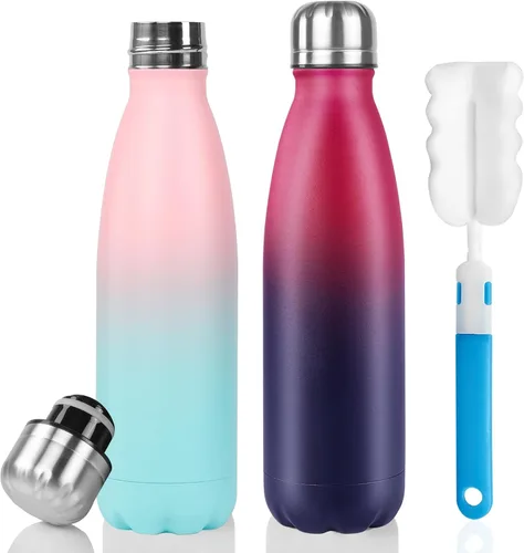 Vista 11 de Sfee Botella de agua aislada, botellas de agua de acero inoxidable de 17 onzas, botellas de agua reutilizables al vacío de doble pared a prueba