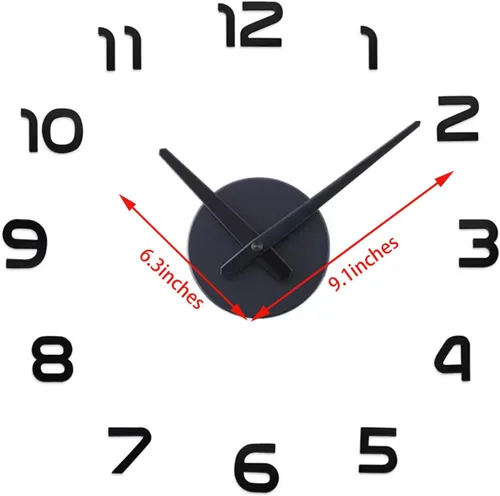 Vista 3 de THIDARGO Reloj de pared 3D DIY con números arábigos, sin marco, superficie de espejo, calcomanía de pared, decoración del hogar para sala de estar