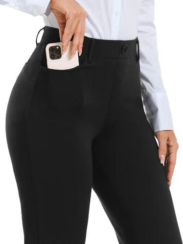 Vista 4 de Stelle Pantalones de vestir para mujer de 283032 pulgadas, corte de bota, pantalones de trabajo casuales con bolsillos, para oficina