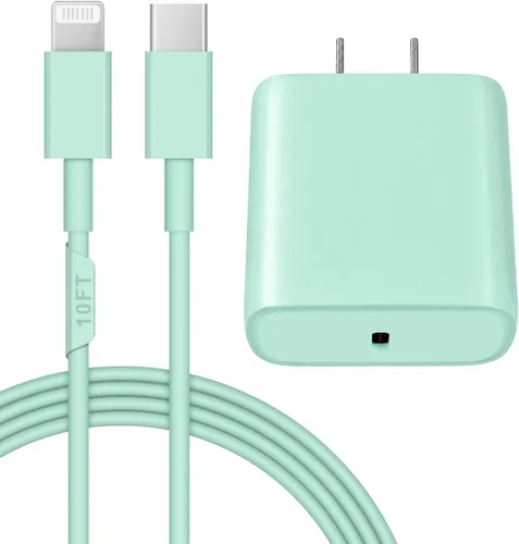 Vista 15 de Cargador de pared USB C de 20 W PD para iPhone 14 13 12 de carga rápida con cable de carga rápida de 1.8 m para iPhone 14/14 Pro/14 Pro Max/14 Azul