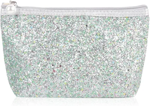 Vista 7 de RIAH FASHION Bolsa organizadora de embrague, bolsa organizadora de viaje, cosméticos, artículos de tocador, joyería, lindo bolso de lentejuelas