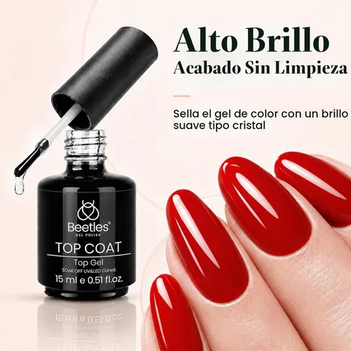 Vista 2 de Beetles Gel Polish Capa superior de gel que no se limpia de larga duración A-transparente-1