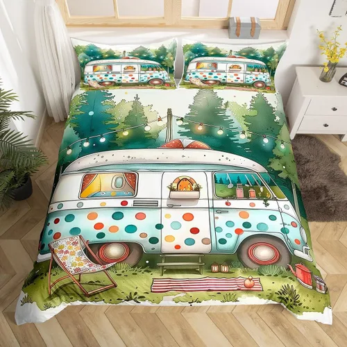 Vista 17 de Erosebridal Lake House Twin Bed Set for Boys Girls Kids, Blue and Beige Lakehouse 2Pcs Duvet Cover with Zipper, Rustic Farmhouse Bedding Sets