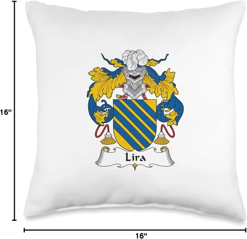 Vista 4 de Family Crest and Coat of Arms clothes and gifts Lira - Almohada con escudo familiar, 16 x 16 pulgadas, multicolor