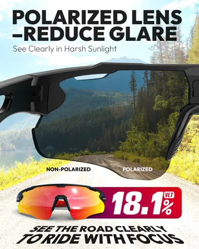 Vista 3 de VICTGOAL Gafas de ciclismo para hombres y mujeres con lentes polarizadas, protección UV, gafas de sol de ciclismo TR90 marco para gafas de bicicleta