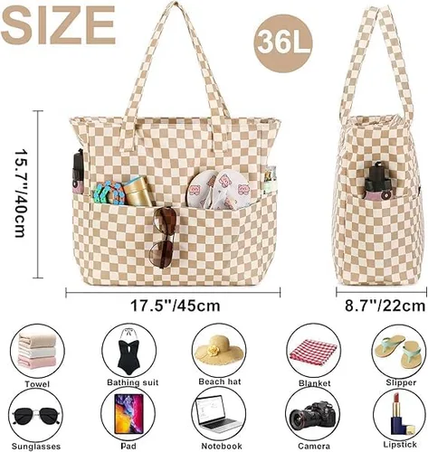 Vista 5 de Bluboon - Bolsa de playa impermeable para mujer, extra grande, con compartimento húmedo, para llevar de fin de semana, bolsa de piscina para viajes