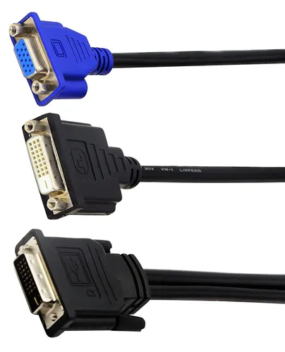 Vista 6 de Wyse - Cable divisor DVI-I a DVI-D y VGA de 10 pulgadas, doble monitor compatible con Dell OptiPlex GX620 SC280 y más