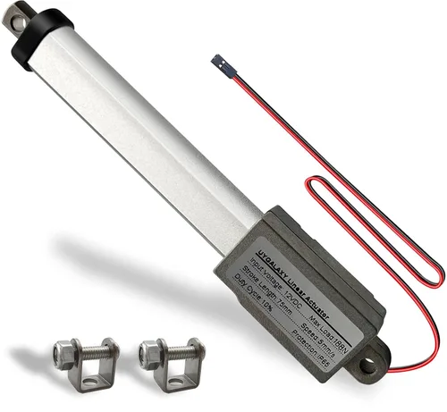Vista 9 de UYGALAXY 12V Mini actuador lineal eléctrico de 2" de carrera, 188N/42lb, velocidad 0.2"/seg impermeable de metal micro pequeño actuador