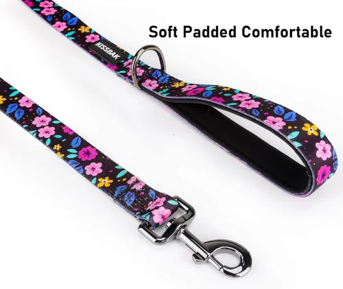 Vista 2 de Correa para perros pequeños, cómodas asas acolchadas, correa de entrenamiento de perros con girasol floral de primera calidad, correa para caminar
