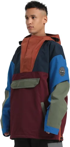 Vista 26 de GSOU SNOW Chaqueta de esquí para hombre, abrigo de nieve para snowboard, cálido, invierno, impermeable, con capucha