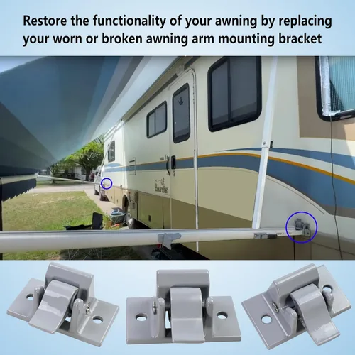 Vista 4 de Paquete de 2 soportes de montaje compatibles con Dometic Sun Chaser, brazo inferior gris de repuesto para remolque gris RV Camper RV Bottom Awning