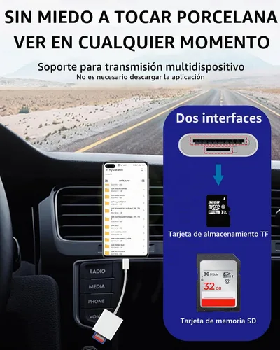 Vista 3 de USB C SD Card Reader Dongle (2 en 1) Tipo-C Multipuerto Micro SD TF Cámara Adaptador de memoria C Flash Drive 3.0 MacBook Pro Compatible para Galaxy