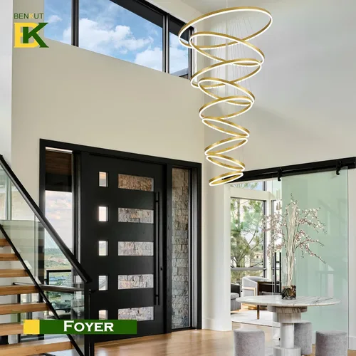 Vista 14 de Benkut Lámpara de Araña de Anillo LED Moderna Negra para Comedor, Lámpara de Araña de Techo Circular Empotrada Regulable con Control Remoto