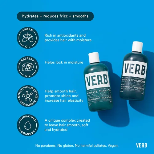Vista 3 de VERB Champú hidratante + acondicionador Duo - Limpia + nutre el cabello seco + encrespado para suavizar + reducir el encrespamiento - Ámbar + aroma