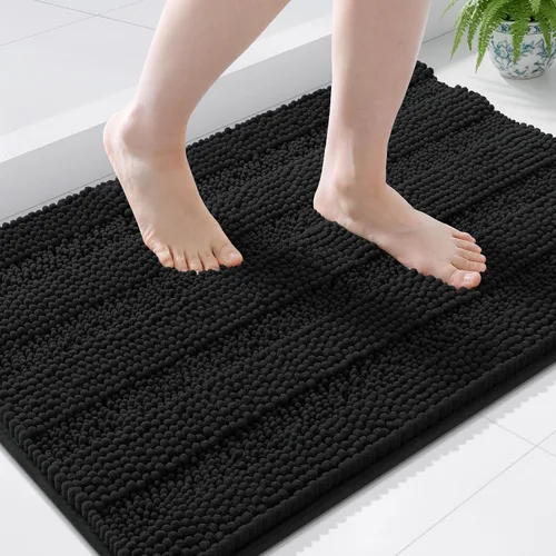 Vista 231 de Grandaily Alfombras de baño de felpilla a rayas de 24 x 16 pulgadas, extra gruesas y suaves, absorbentes, parte trasera de goma, alfombra de ducha