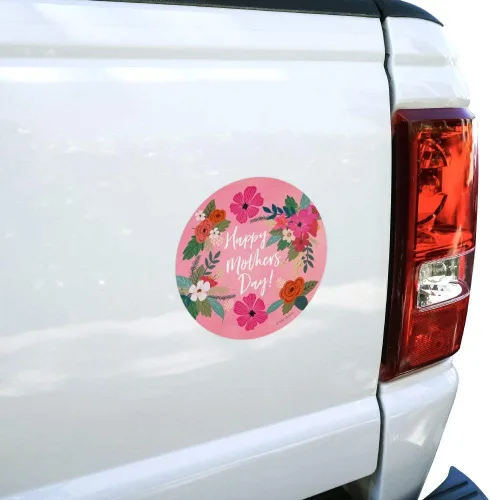 Vista 4 de GRAPHICS & MORE Happy Mother's Day Mom with Flowers Automotive Window Locker Circle Bumper Sticker
