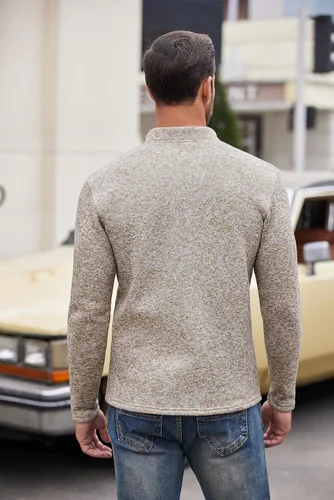 Vista 3 de COOFANDY Sudadera casual Henley de forro polar térmico para hombre