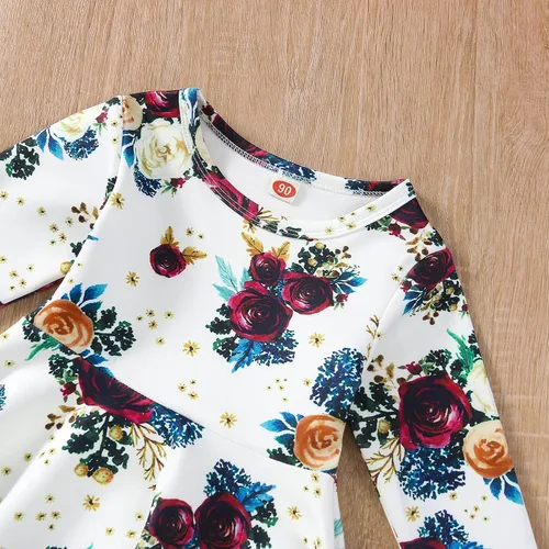 Vista 4 de Conjunto de ropa floral para bebés y niñas pequeñas, camisa y pantalones, ropa de princesa