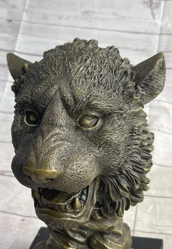 Vista 7 de EUROPEAN BRONZE 100% Escultura de bronce sólido Vida silvestre Animal Cabeza de león Base de mármol Estatuilla Deal Brilliance Hot Cast Hecho a mano