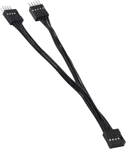 Vista 6 de Duttek Cable divisor USB, 5 pulgadas/5.1 in, USB 2.0 9 pines hembra a doble 9 pines macho extensión para placa base, 1 paquete